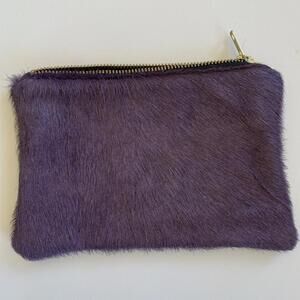 Parker & Hyde Purple Hair On Hide Mini Clutch 8” Leather Wallet Bag Purse